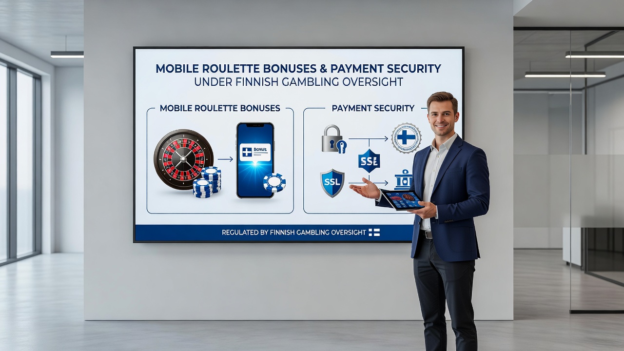 Secure payment gateway interface used in Finnish mobile roulette applications with regulatory compliance badges